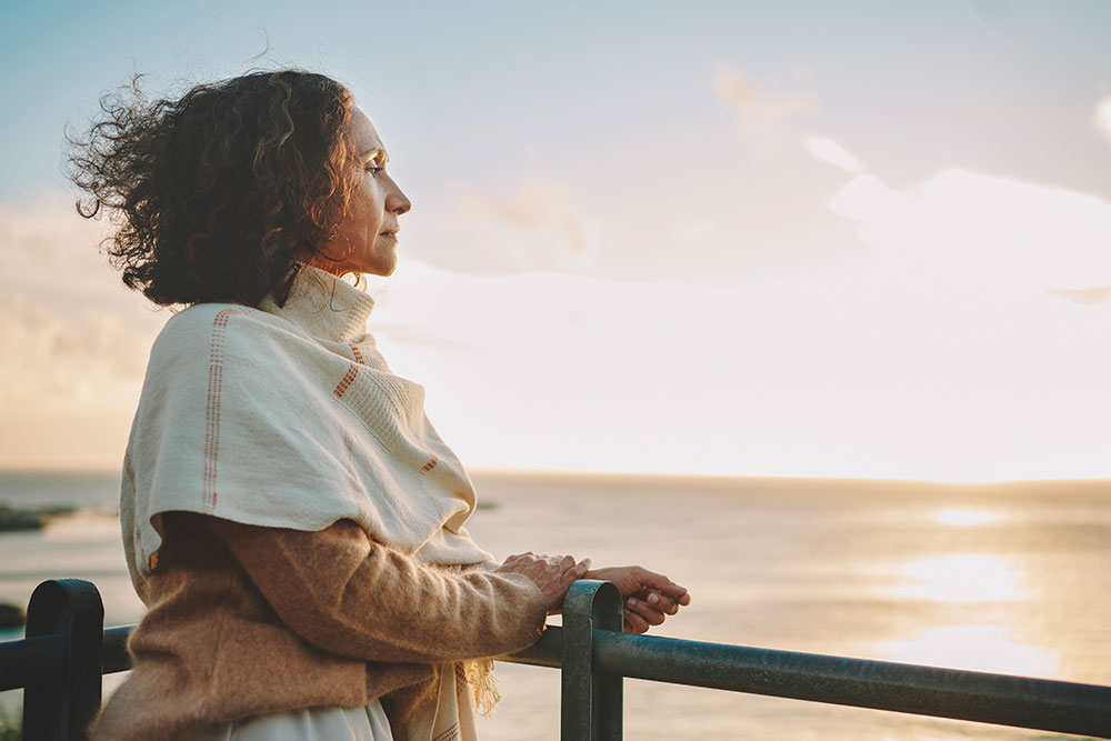 pensive mature woman
